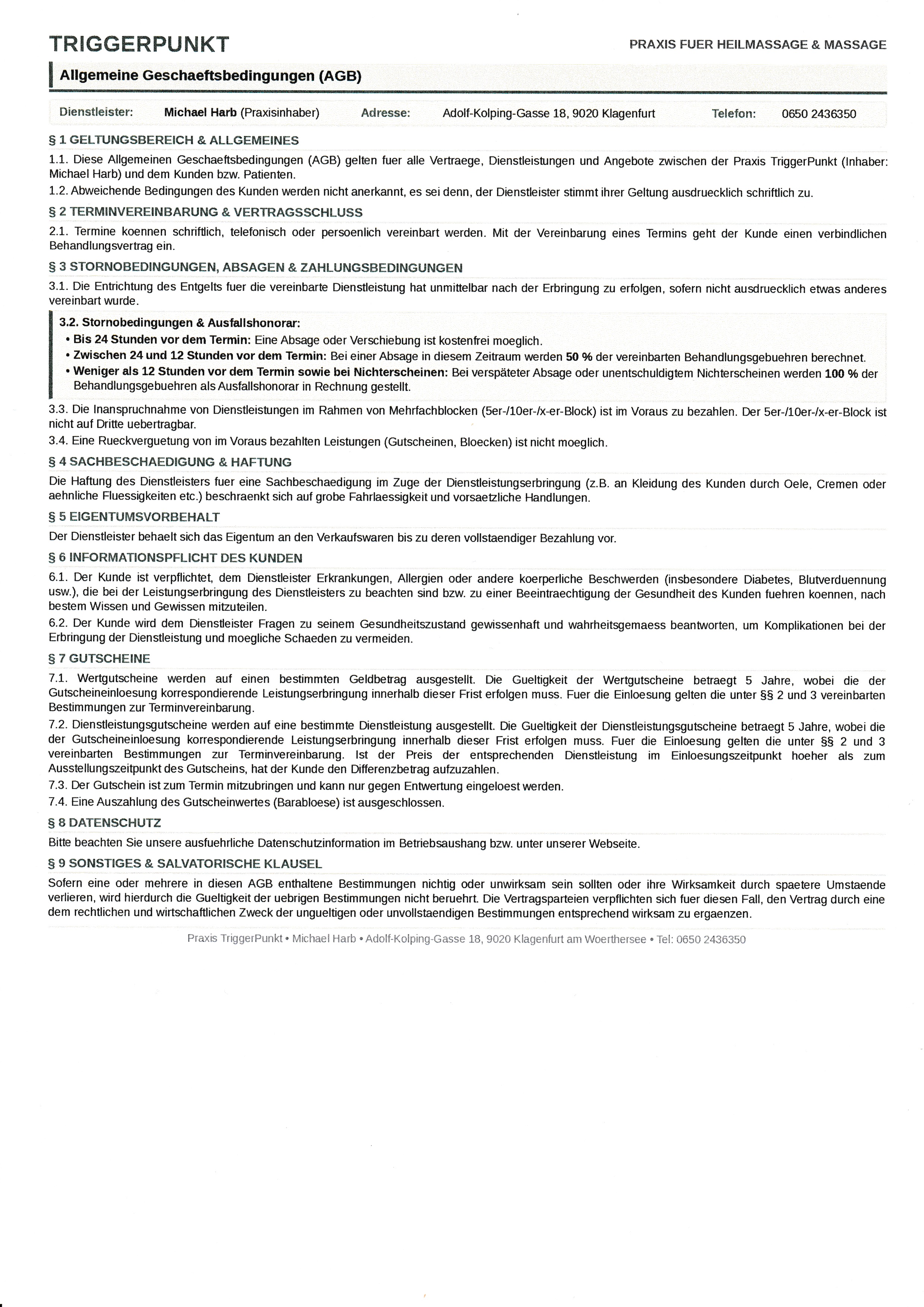 Allgemeine Geschäftsbedingungen (AGB)